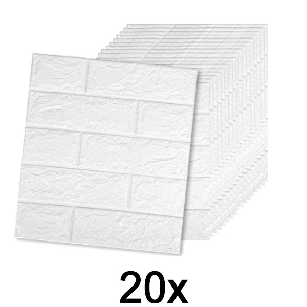 4x (5 броя) Самозалепващ се тапет с 3D ефект тухли | BRICKSBY